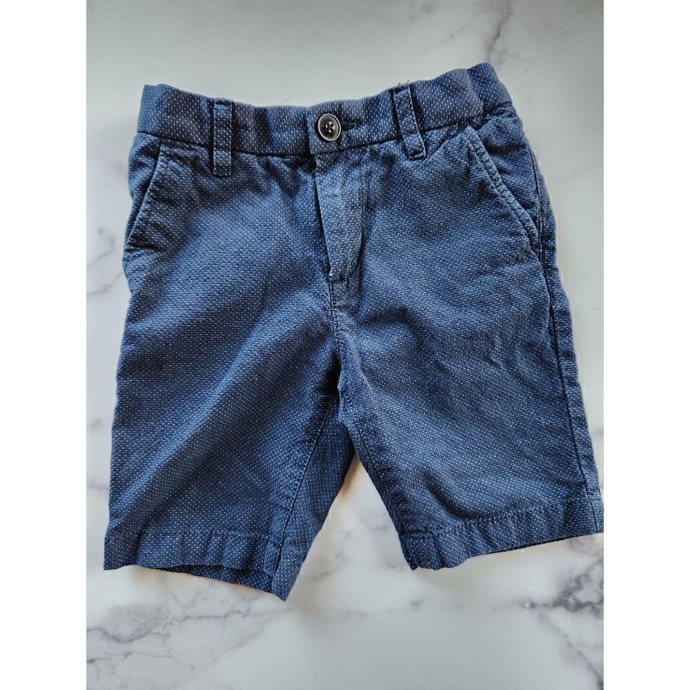 H&M boys 4-5t navy blue chino swiss mini polka dot shorts 100% cotton